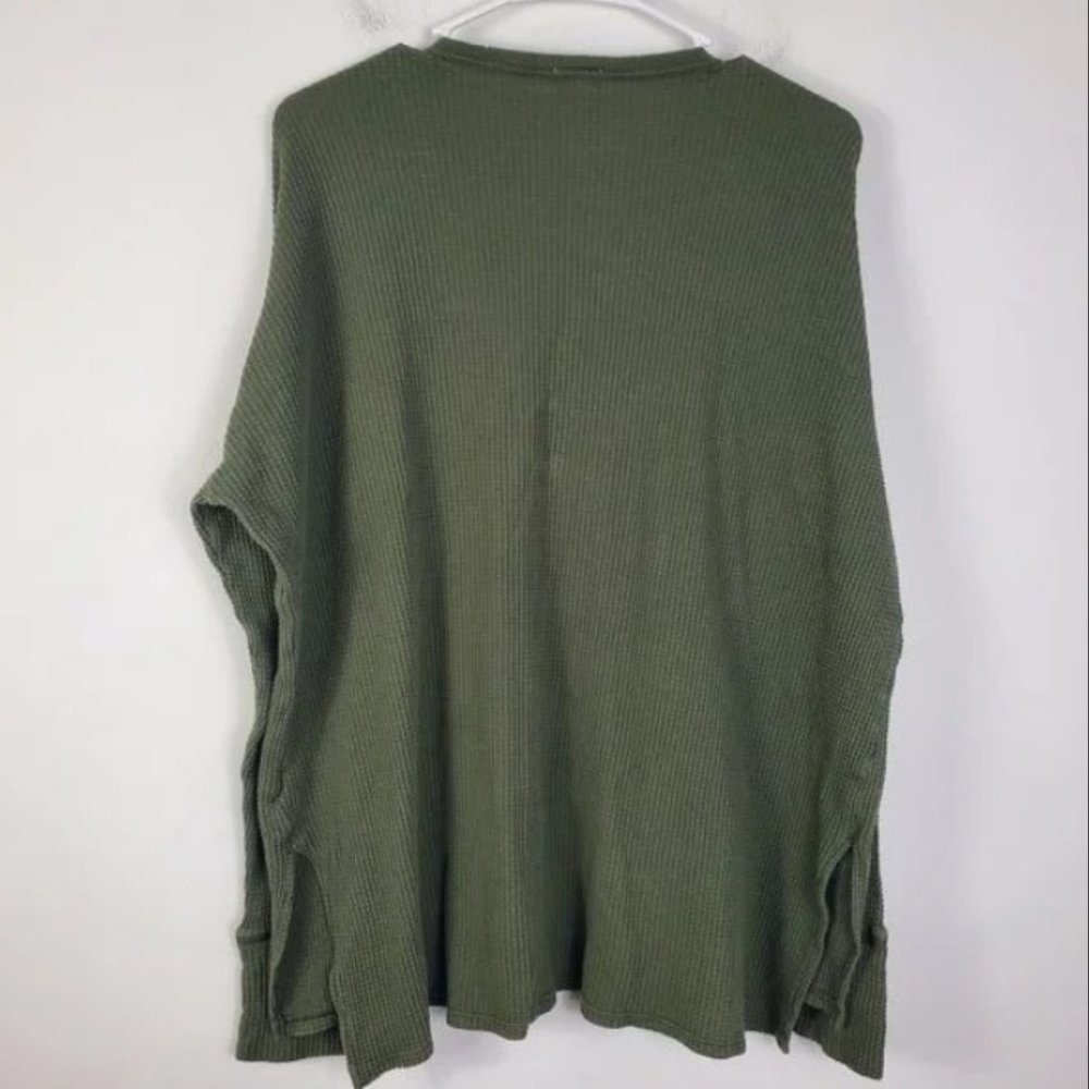Aerie Offline Henley Long Sleeve Womens Size L Thermal Thumb Hole Olive Green - Picture 2 of 3